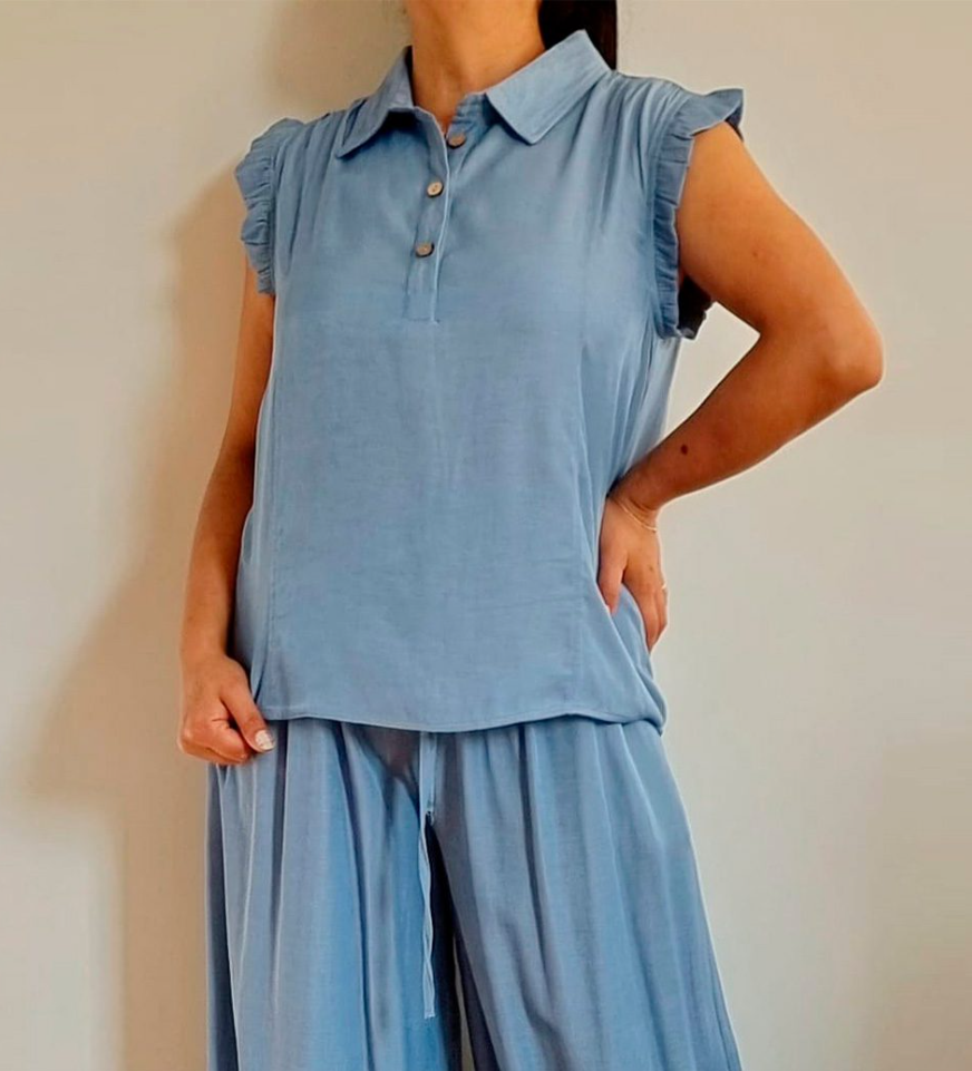 Blusa tela simil jeans delgado